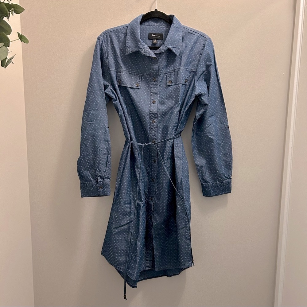 RN Studio Denim Button-Up Shirt Dress